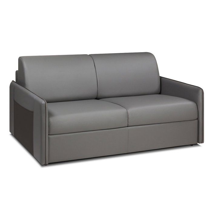 Canapé convertible EXPRESS BALI 140cm matelas 16cm polyuréthane gris accoudoirs vide-poches anthracite gris Tissu Inside75