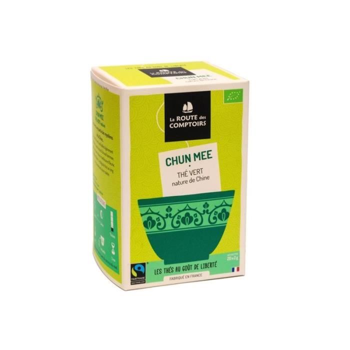 Thé Vert Chun Mee Bio - Boite de 20 sachets