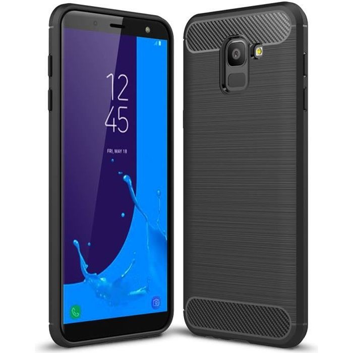 Coque Samsung Galaxy J6 2018, Protection intégrale Premium flexible TPU ultra de silicone for-Noir