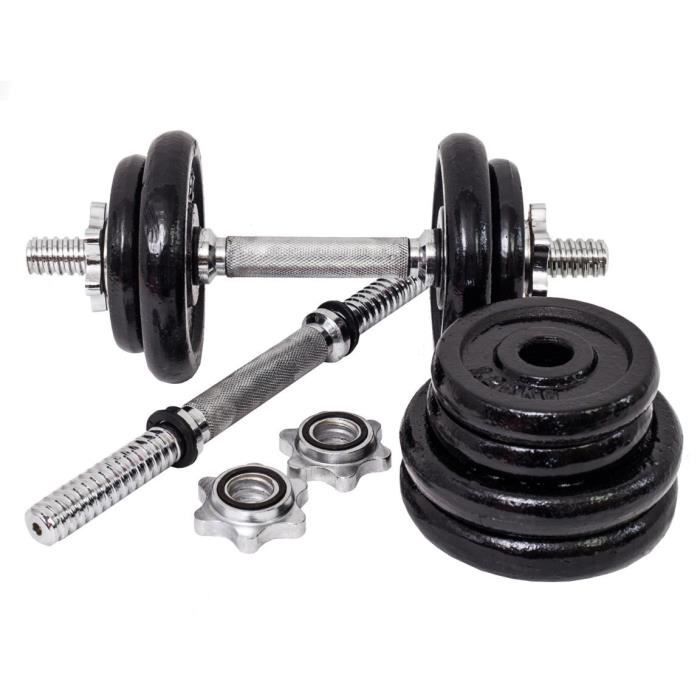 Haltere Reglable 8 Disques Bodybuilding Exercice Biceps Muscles Gym 20kg
