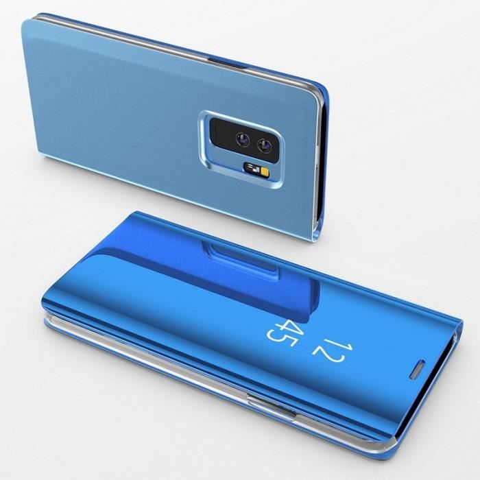 Coque Rabat Miroir Bleu pour Samsung Galaxy A40 - Coque Housse Etui Case Protection Clear View [Phonillico®]