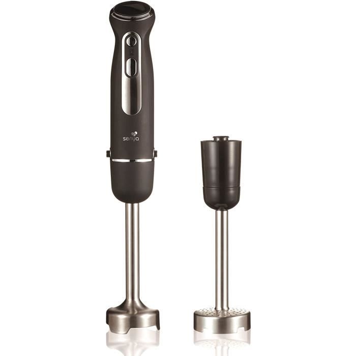 SENYA mixeur plongeant multifonction avec pied presse puree, mixeur soupe anti-eclaboussures, 600W finition Soft Touch, acier