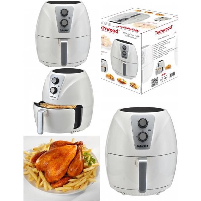 Friteuse sans huile Capacité 3L avec Tiroir amovible avec revêtement anti-adhérant 1300W