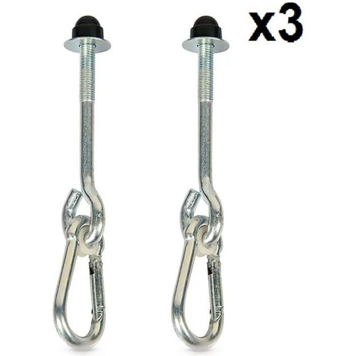 TRIGANO Set de 6 Pcs REMPLACEMENT DES FIXATION DES SUSPENTES DE BALANÇOIRES crochets mousquetons pour portique