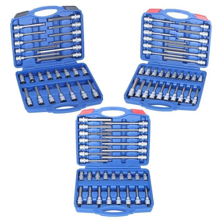 Jeu de clés à douilles Kit d'outils de réparation de voiture hexagonale pour écrous multi-dents en étoile intérieure