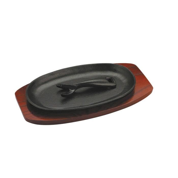 Plaque de fonte Sizzle plateau avec desserte en bois Conseil Sizzler 9 « x 5 »