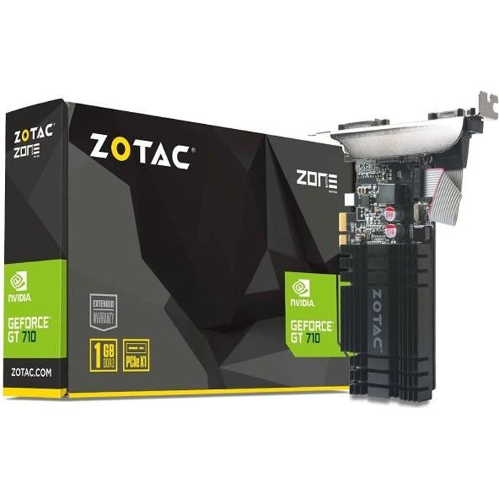 Carte graphique ZOTAC GeForce GT 710, 1024 MB DDR3, PCIe x1, Passif, Low Profile