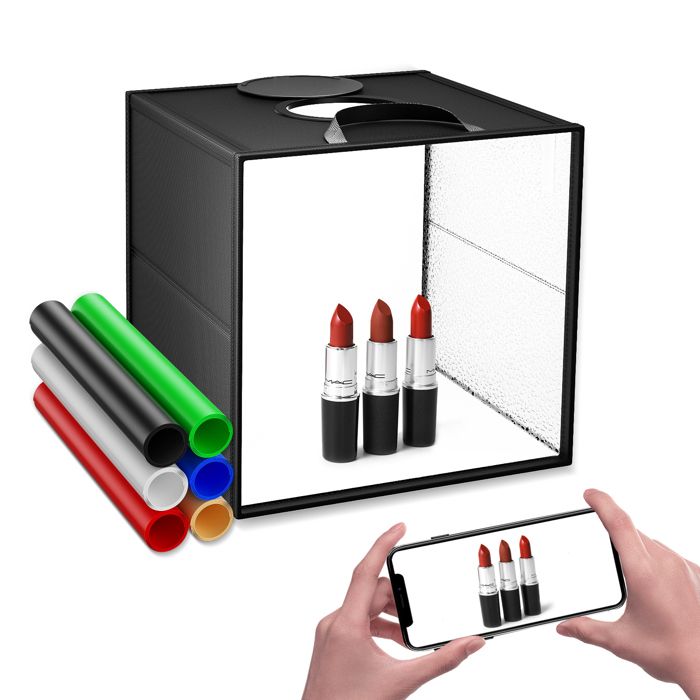TTLIFE Couleeur Studio Photo Box Portable 40cm Boîte à Lumière Pliable, avec 120pcs LED Lumière Réglable 3 Couleurs de Température