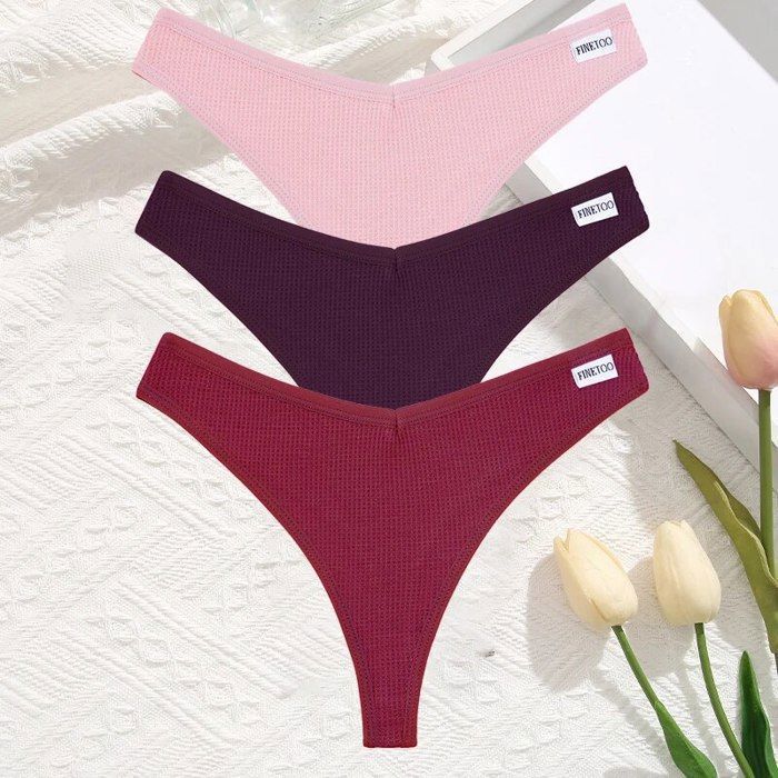 FINETOO-Culotte en coton à carreaux gaufré pour femme,sous-vêtement ...