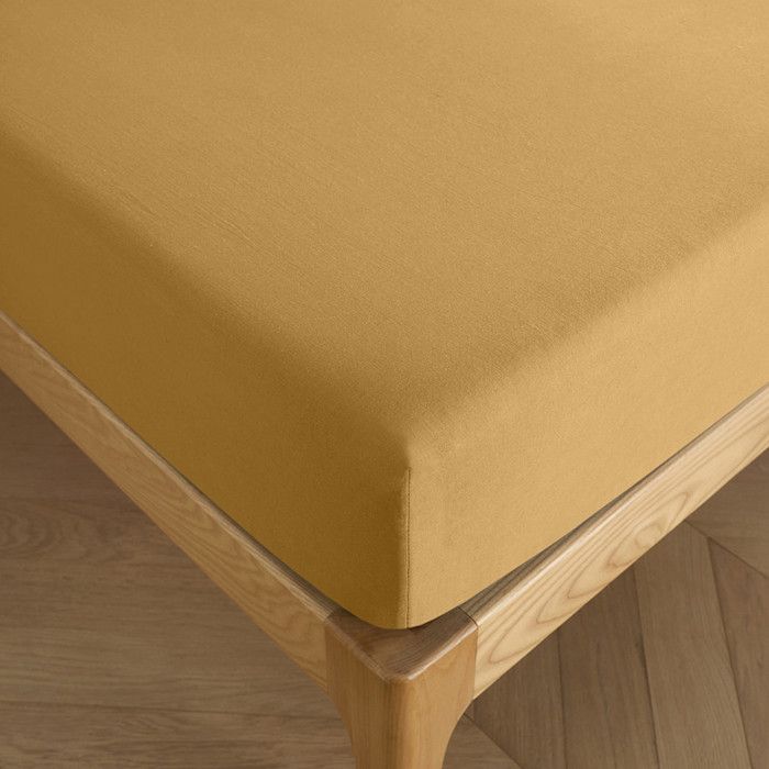 Drap housse 140 x 190 cm bonnet 30 cm Prémium pour lit 2 places - Prémium Miel