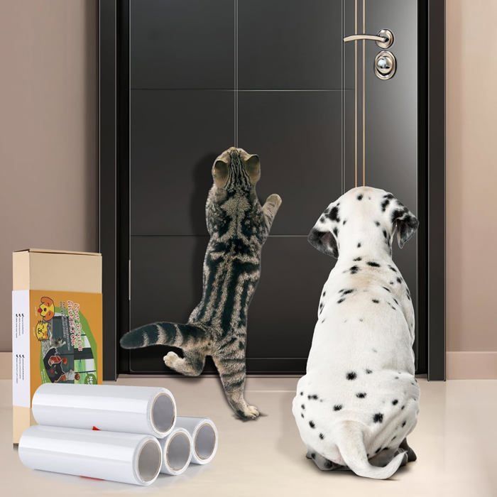 Meilleurs prix pour Protection Porte Chien Caht Anti Griffe Protège 4pcs 10x100cm Transparent Autocollant pour Matelas Door Canapé