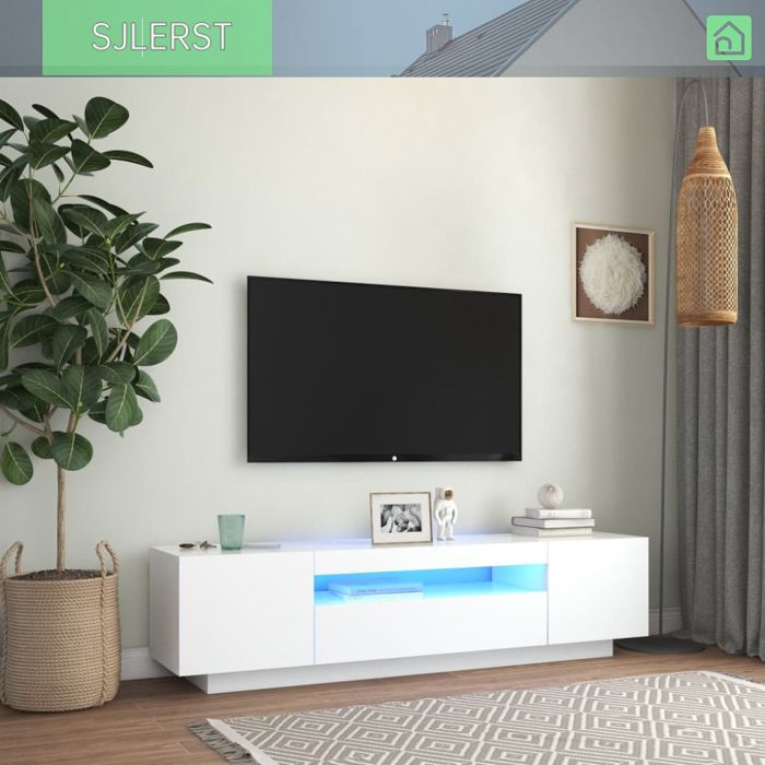 Meuble TV - SJLERST - Avec lumières LED blanc 160x35x40 cm