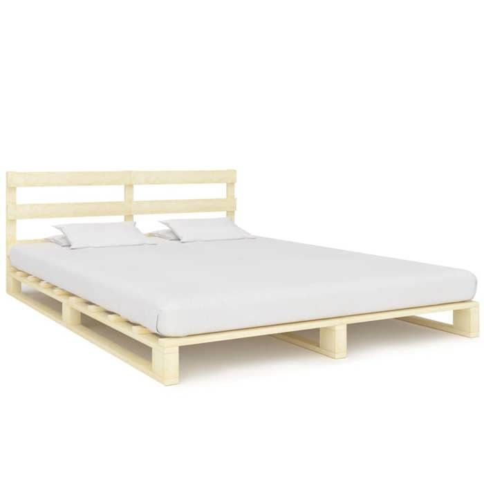 SALE 2025Structure/Cadre de lit de palette - Lit 2 personnes - 140x200 cm bois massif pin38.8 Kg 9081
