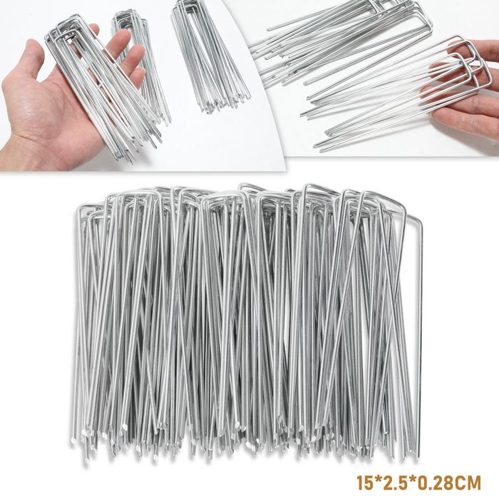 50x ancrage au sol en U VOSS.farming, pour non-tissé , clôtures, grillages, métal, 150x150x25mm, 2,7mm 50x ancrage au sol en U VOSS.farming, pour non-tissé , clôtures, grillages, métal, 150x150x25mm, 2,7mm