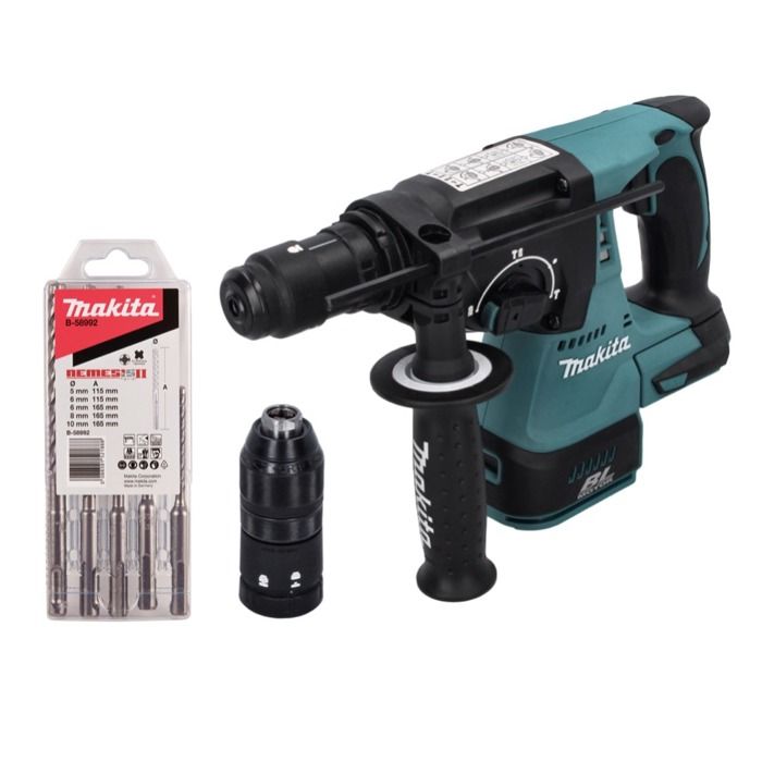 Makita DHR 243 Z Marteau perforateur sans fil 18 V 2 0 J SDS plus Brushless + 5 pces. set de forets sans batterie sans chargeur - vue 2