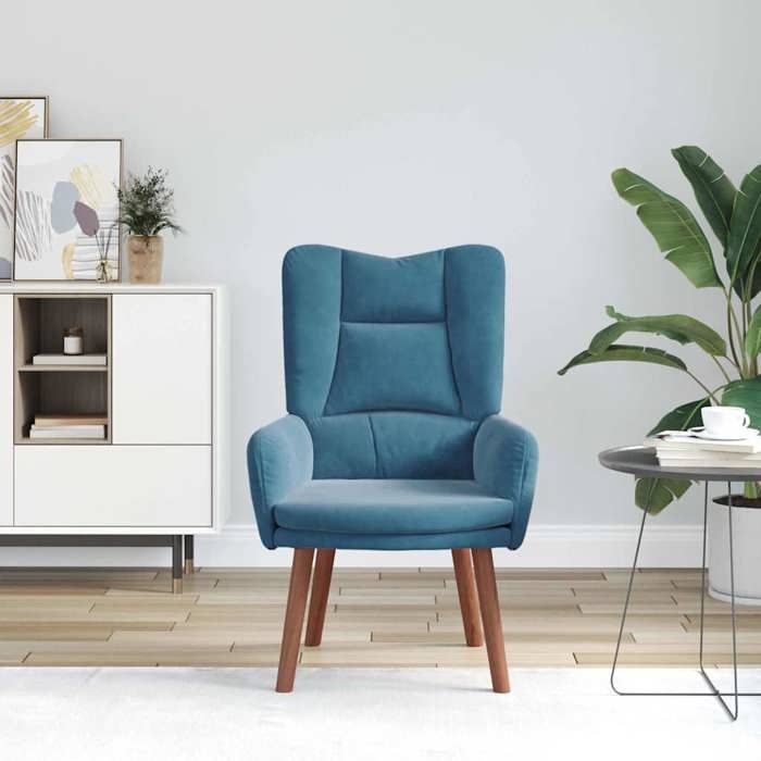 CLARENCE® Fauteuil simple - Chaise-Canapé - pour salon/chambre/bureau - Bleu 63x67x94 cm Velours LV5222
