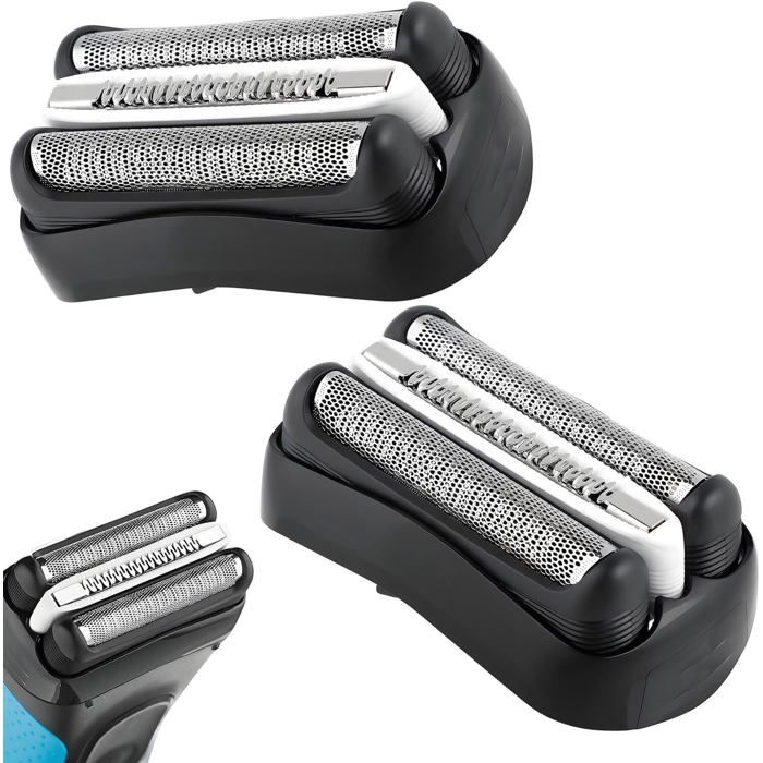 Tête de rechange rasoir électrique - 1001 PILES BATTERIES - 32B Series 3 - Lot de 2 - Compatible Braun Series 3 - 3 lames