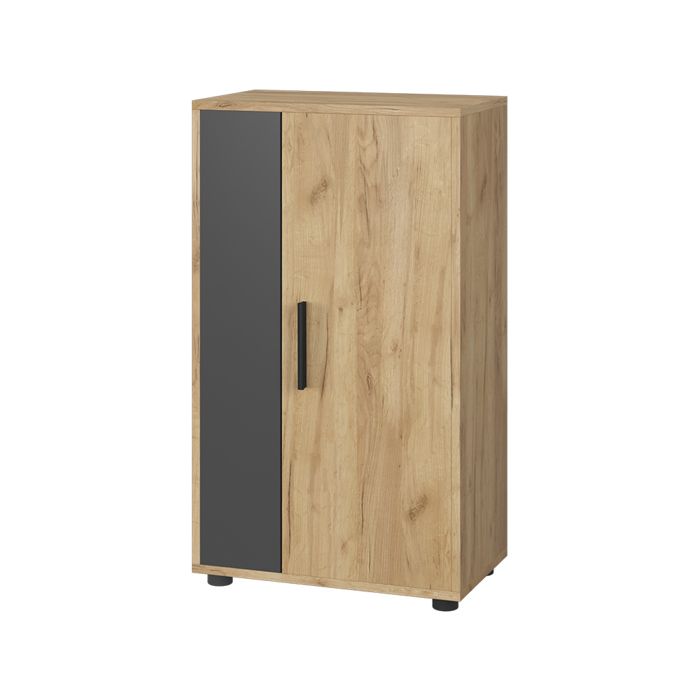 commode Berno 50.1x87.3cm avec 2 compartiments Chêne de force doré/Anthracite Vicco 55453