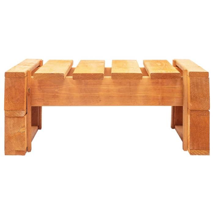 Pouf palette de jardin - WIENS - Marron miel - Bois de pin imprégné - 60x60x25 cm - Coussin gris