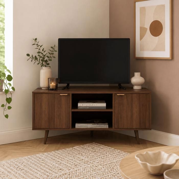 Meuble TV dangle JEANNE effet noyer 115cm Meuble TV dangle JEANNE effet noyer 115cm