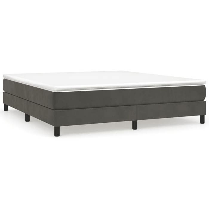 SALE 2026Cadre de lit Adulte et jeunes - Structure pour lit 2 personnes - à ressorts gris foncé 180x200cm velours - 203x180x25cm 2