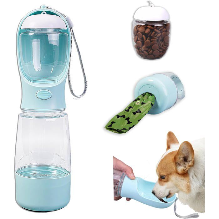 Bouteille deau portable pour chien bouteille deau de voyage pour chiens gamelle portable pour chiens et chats bleue UISAVE