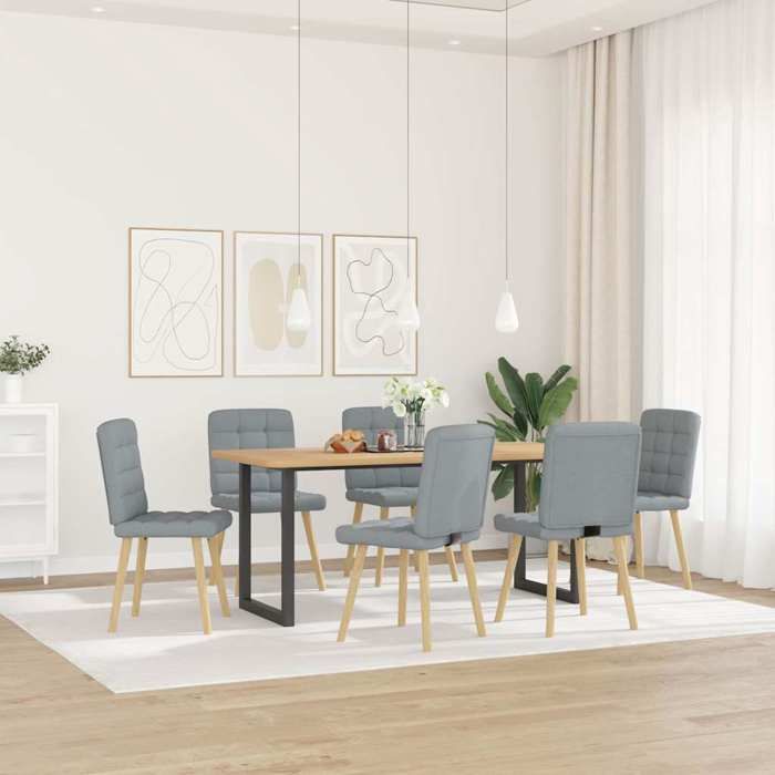 NEUF 2026 CHIC Chaises à manger SWEETY pour cuisine Set de 6 gris clair tissu 45x54x86 cm CCC604