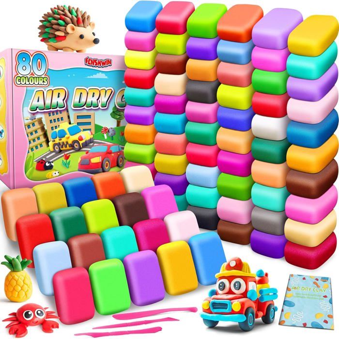 Pâte à Modeler Magique – 24 Couleurs D'argile Autodurcissante Qui Sèche à L'air Libre, Cadeau Créatif Pour Enfants De 3 à 8 Ans