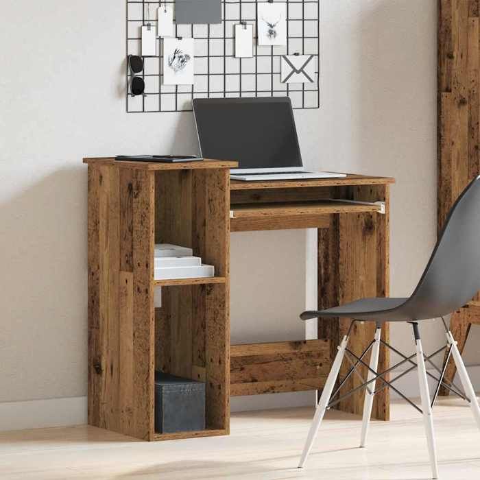 Bureau Brun SWEETY Table dordinateur 1 PLACE avec étagères vieux bois 84x40x78 cm bois dingénierie BBB772 Bureau Brun SWEETY Table dordinateur 1 PLACE avec étagères vieux bois 84x40x78 cm bois dingénierie BBB772
