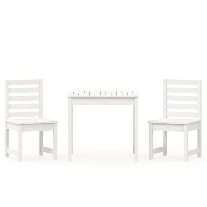 SALE 2026Meuble dExtérieurarrière-cour - Table et 2 Chaises Blanc - Ensemble de bistrot de jardin 3 pcs blanc bois de pin massi