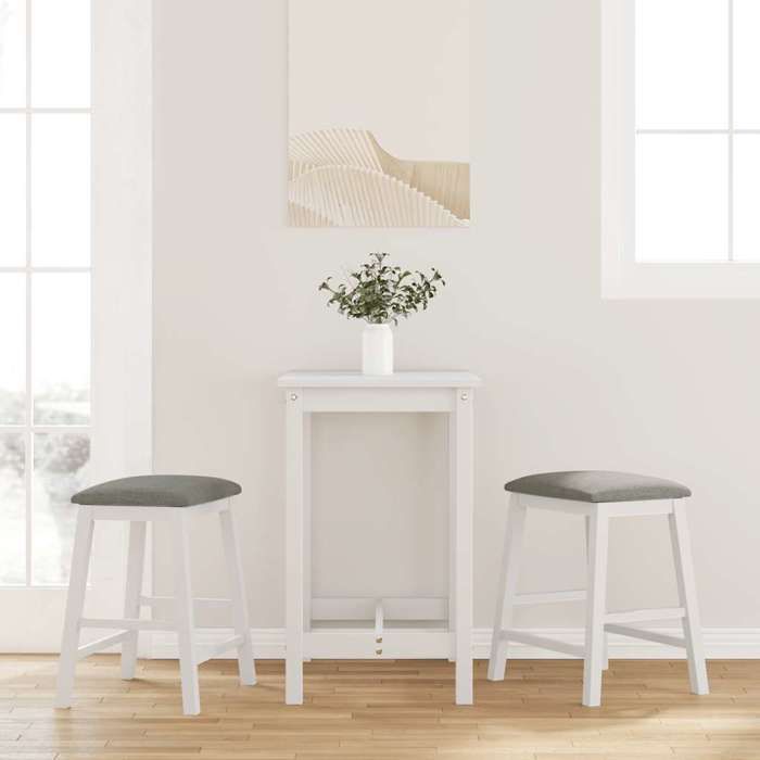 NEW 2026 Chaises de bar avec coussins 2 pcs siège de cuisine pour 2 personnes blanc bois massif dhévéa 52x41x63 cm L1314
