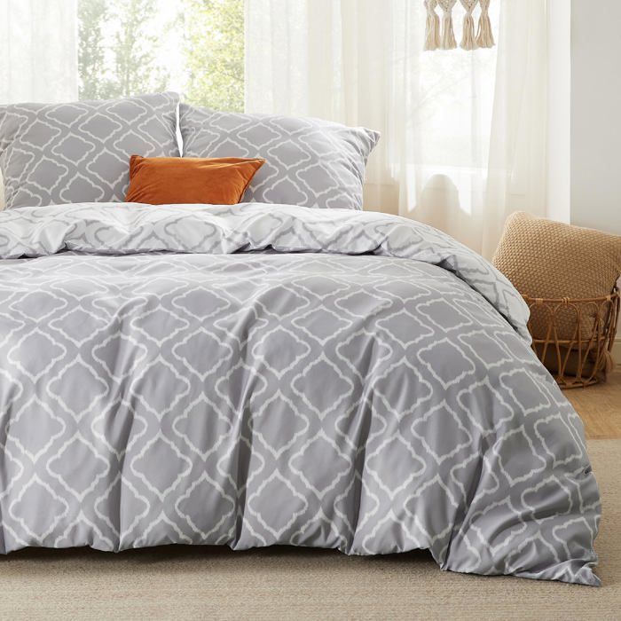 Parure de couette-Bedsure-Gris-200x200cm - Toutes saisons