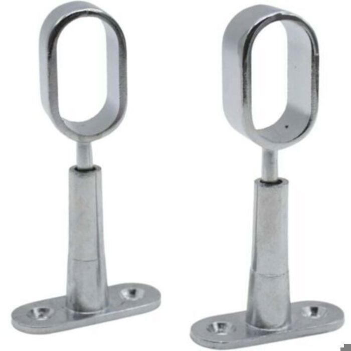 Lot de 2 Supports de Tringle de Penderie Ovale Réglables Support Central en Alliage Zinc‑Aluminium Hauteur 41‑105 mm pour Armoire