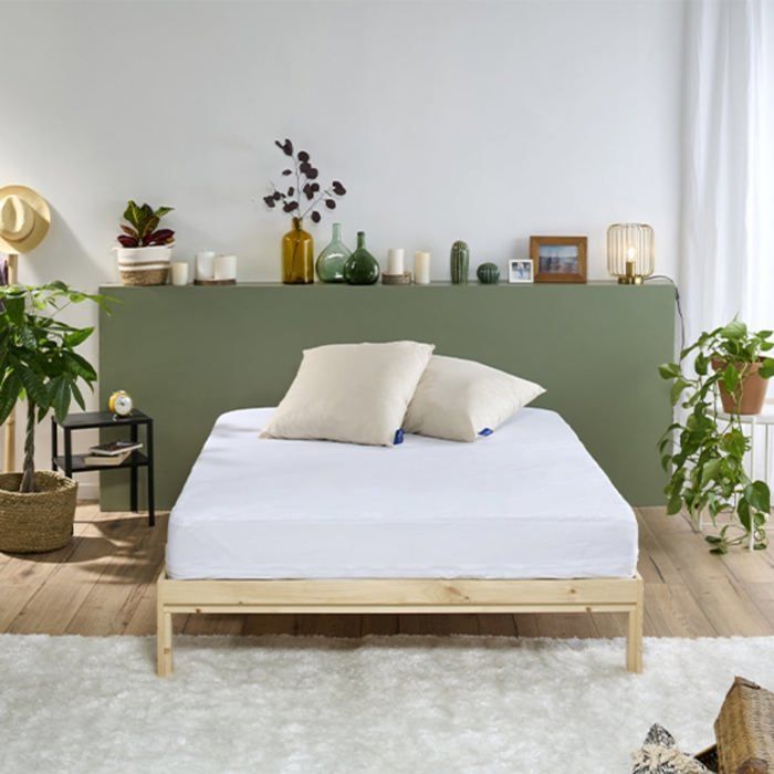 Lot de 2 protèges-matelas Anti-punaises de lit 90x190cm Housse intégrale imperméable et respirante - matelas 17 à 30cm - BLEU CALIN