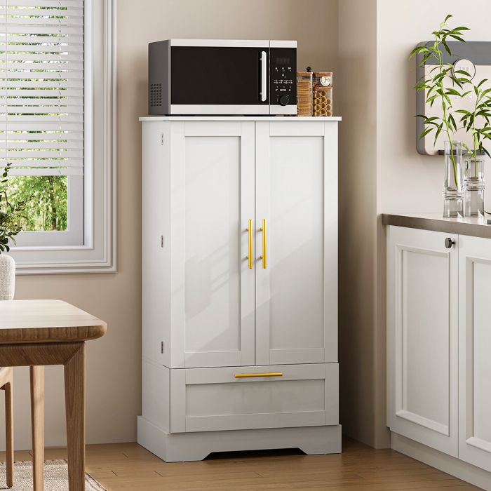 YITAHOME Buffet Cuisine Blanc Plateau Bois Meuble Rangement Campagne 60x40x110cm