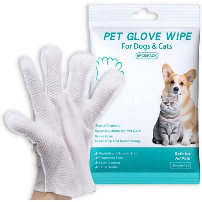 Gants de nettoyage pour chiens et chatsgants nettoyants et déodorantspoils de chien et chatvisageoreillesyeuxpatteslingettes