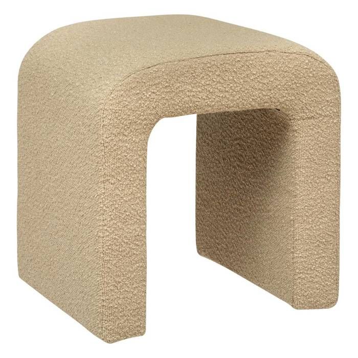 Pouf Bouclette Blanc Atmosphera - Design Sinan - 40x40 Cm - Rond Et Doux - Déco Salon - 5