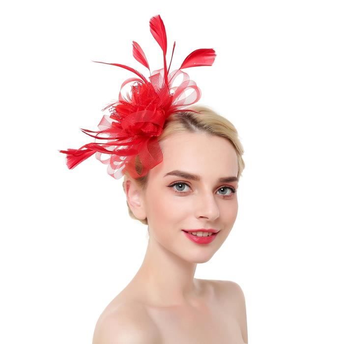 Coiffure Fleur Plume Mariee Chapeau Bibi Mariage Soiree Ceremonie Rouge Rouge Rouge Achat Vente Casquette 0723668189121 Cdiscount