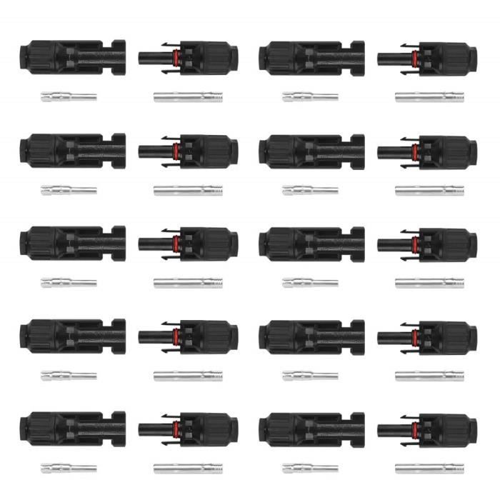 Lot 20 Paires Connecteurs Solaires IP67 - Pour Panneau Photovoltaïque, Câbles 2.5/4/6 Mm²