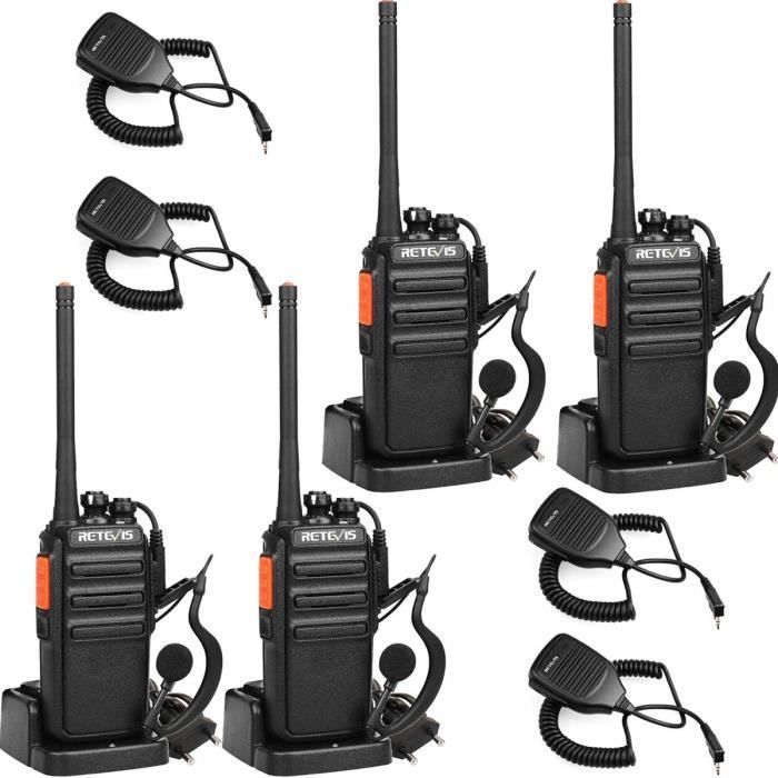 Pack De 10 Talkies-Walkies Retevis RT24 – PMR446 Sans Licence, 16 Canaux, CTCSS/DCS, Oreillettes, Batterie 1100mAh – Pour Business, Hôtel, École