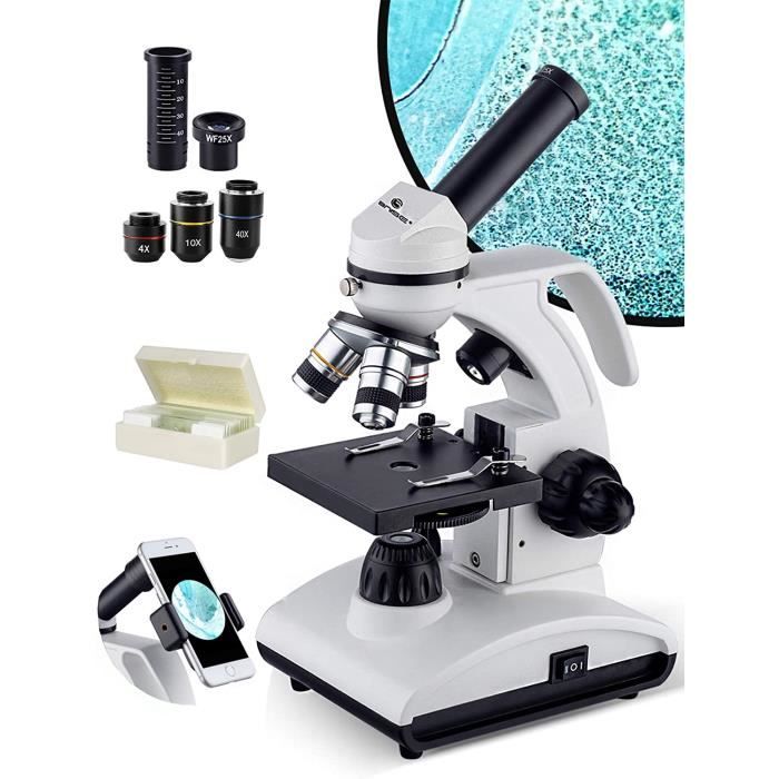 BNISE Microscope Professionnel 100-2000x Microscope Enfant 4-16
