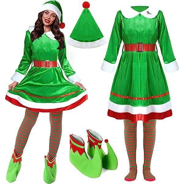 Bonnet De Père Noël En Peluche Vert Pour Adulte - Chaud, Souple, Pour Fête, Cosplay, Photo (Taille Unique) - 7