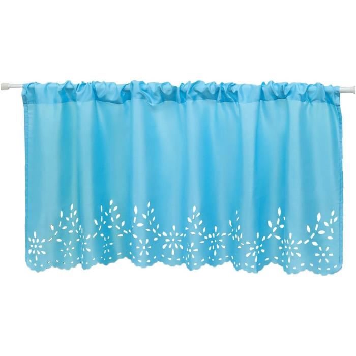 Rideau Voilage Décoratif Fleuri - Demi-voile Pour Cuisine, Salle De Bain, Balcon - Blanc 90x60 Cm