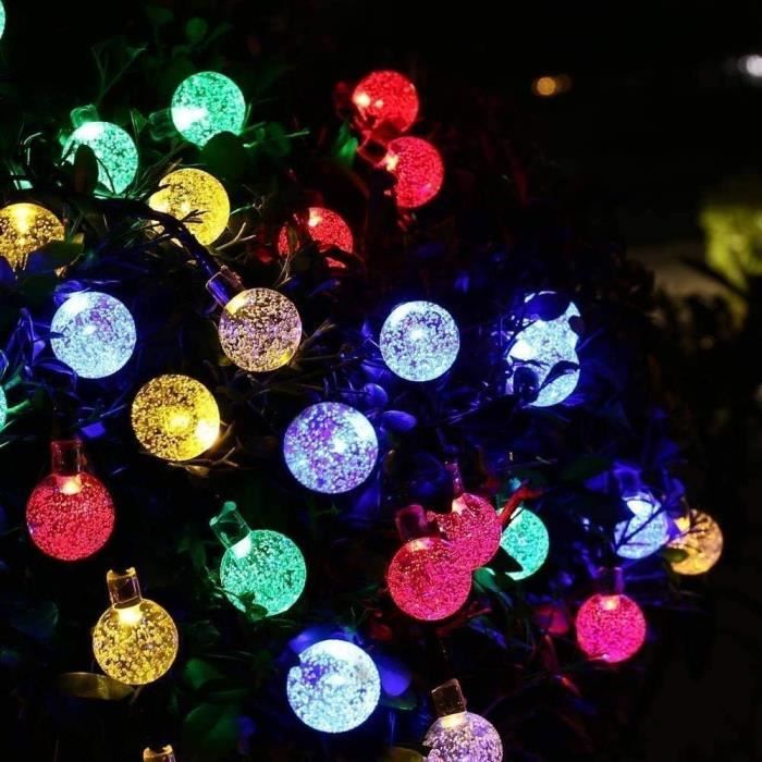 Guirlande Lumineuse Solaire Extérieure 6.5m 30 LED - Boules Cristal, 8 Modes, IP65 Étanche - Pour Jardin, Terrasse, Fêtes