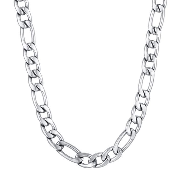 Bijoux Collier Homme - Chaîne - 10mm Lien Figaro - Acier Inoxydable - pour  Homme et Femme - Couleur Argent 50cm Argent - Achat / Vente chaine de cou  seule Bijoux Collier Homme - Chaî Homme 