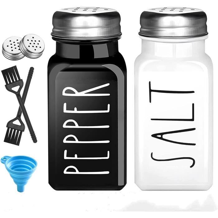 Salière Et Poivrière En Verre Borosilicate Avec Couvercle Inox - Capacité 150 Ml - Couleur Kaki - 1
