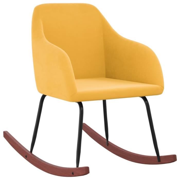 fauteuil à bascule-chaise tv de salon - contemporain - jaune velours - best-home