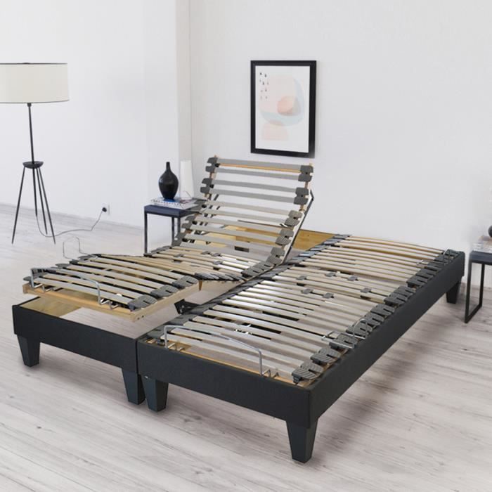bellecour jeu de 2 sommiers electriques amiral 80x200 cm cdiscount maison