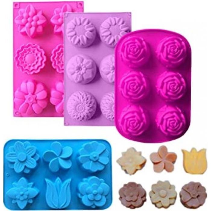 Moule A Savon 4 Pieces Moule Silicone Savon Silicone Moules A Gateau En Forme De Fleur Silicone Moules Moules A Gateaux Pour Chocola Cdiscount Maison