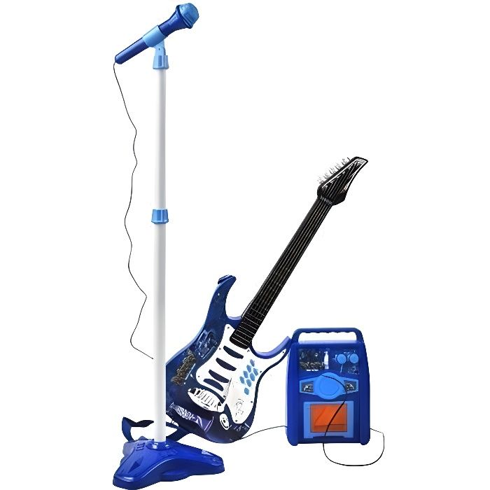 Reig-843 Guitare Avec Micro Et Ampli Bleu - Instrument Musical Enfant 6 Cordes